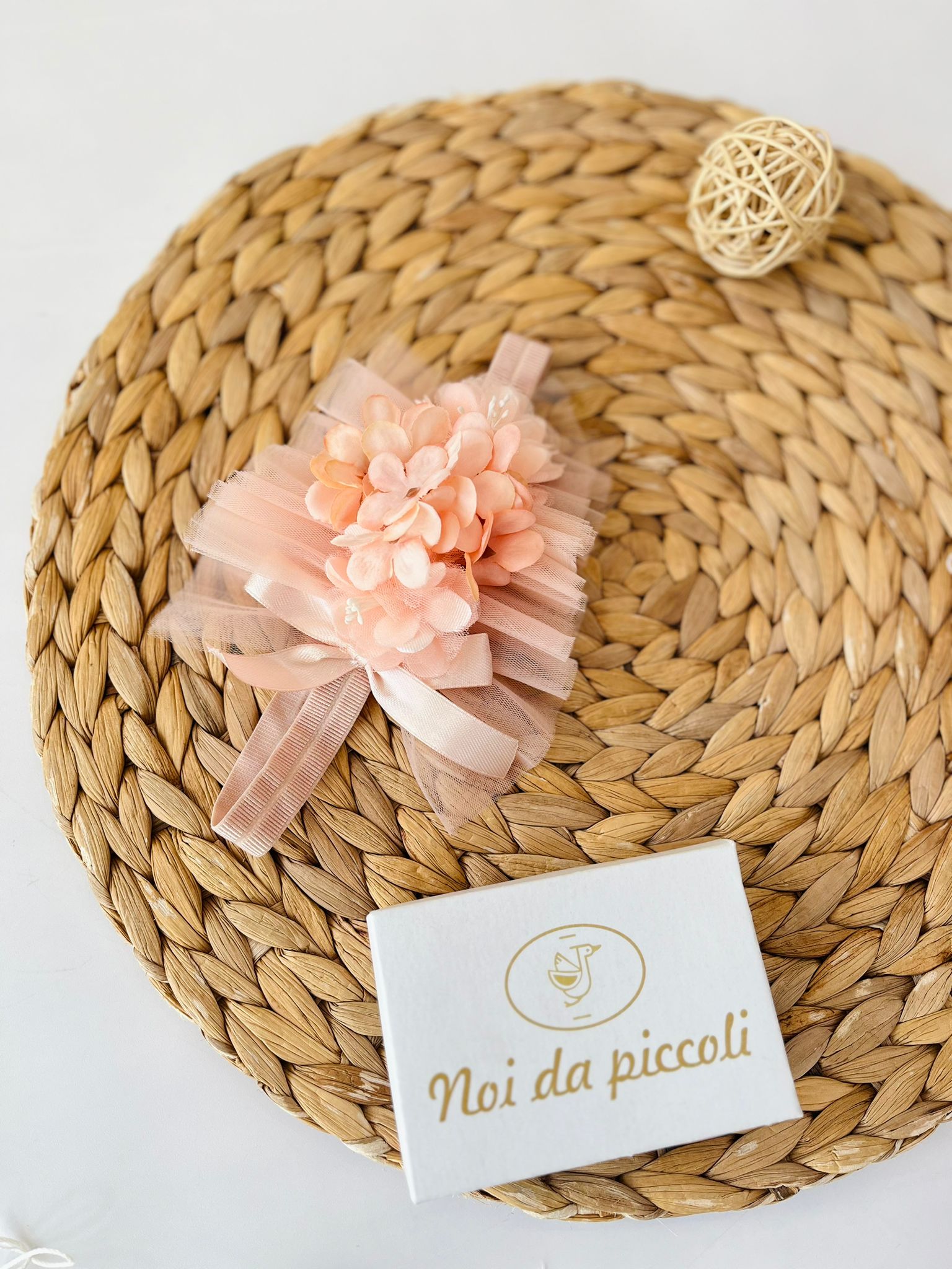 FASCIA MAXI TULLE E PEONIA albicocca - Noi da piccoli