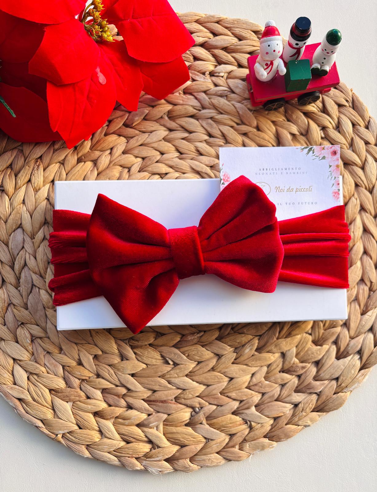 FASCIA VELLUTO FIOCCO BIG ROSSO - Noi da piccoli