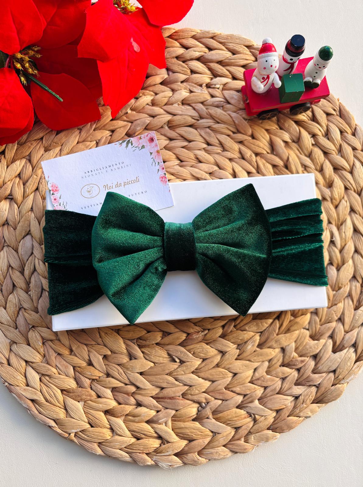 FASCIA VELLUTO FIOCCO BIG VERDE - Noi da piccoli