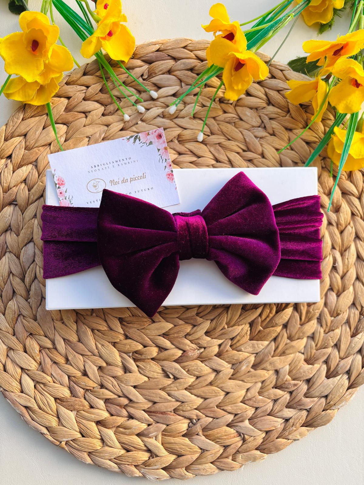 FASCIA VELLUTO FIOCCO BIG Viola - Noi da piccoli