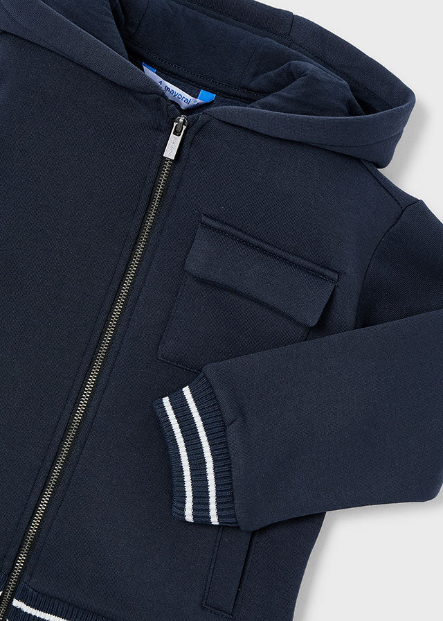 FELPA CON ZIP E CAPPUCCIO BLU NOTTE - Noi da piccoli