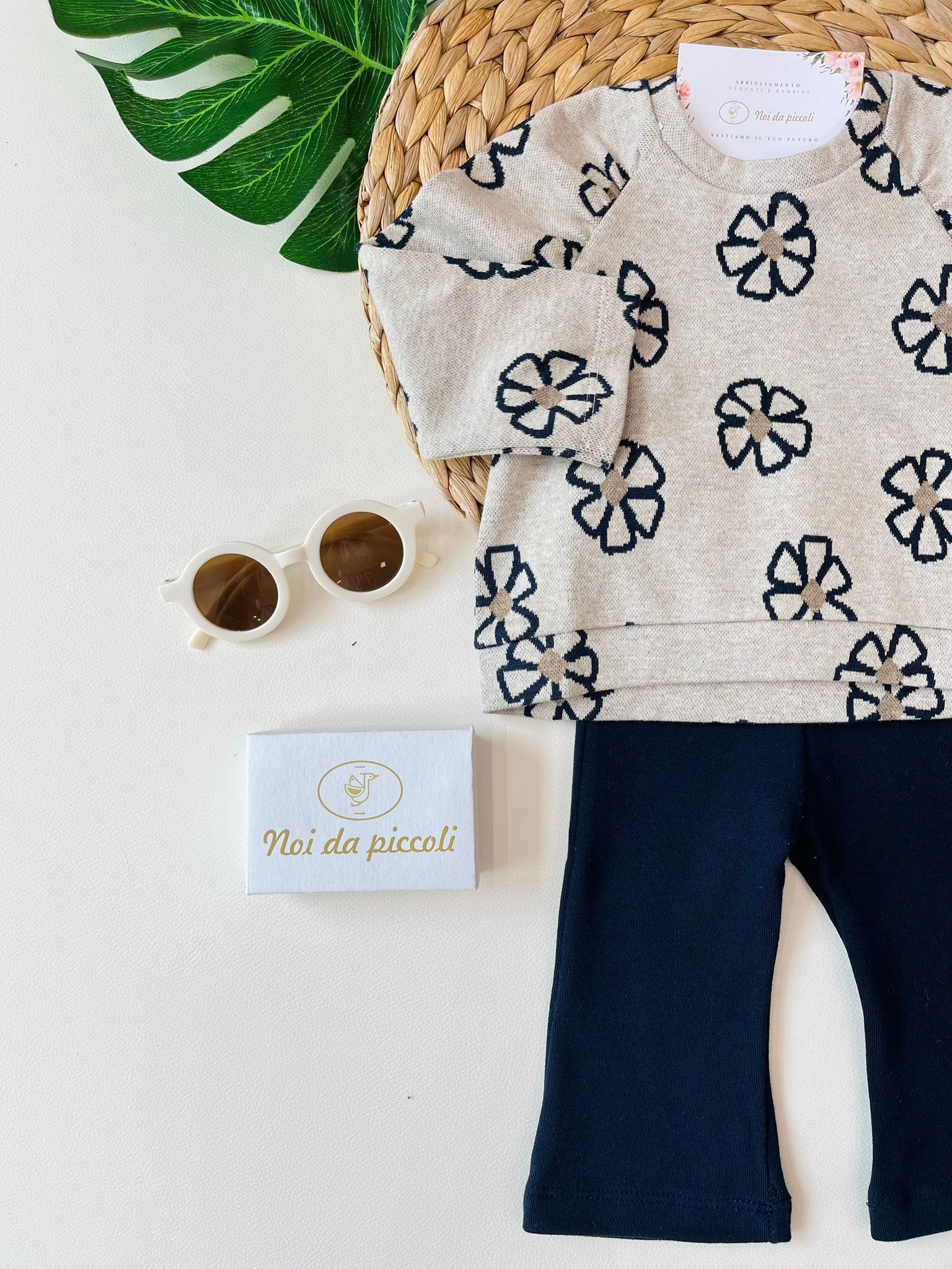 FELPINA CON PANTALONE COTONE CALDO MARINO - Noi da piccoli