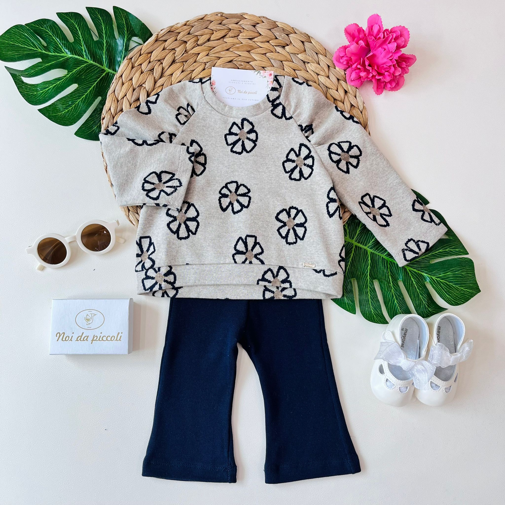 FELPINA CON PANTALONE COTONE CALDO MARINO - Noi da piccoli