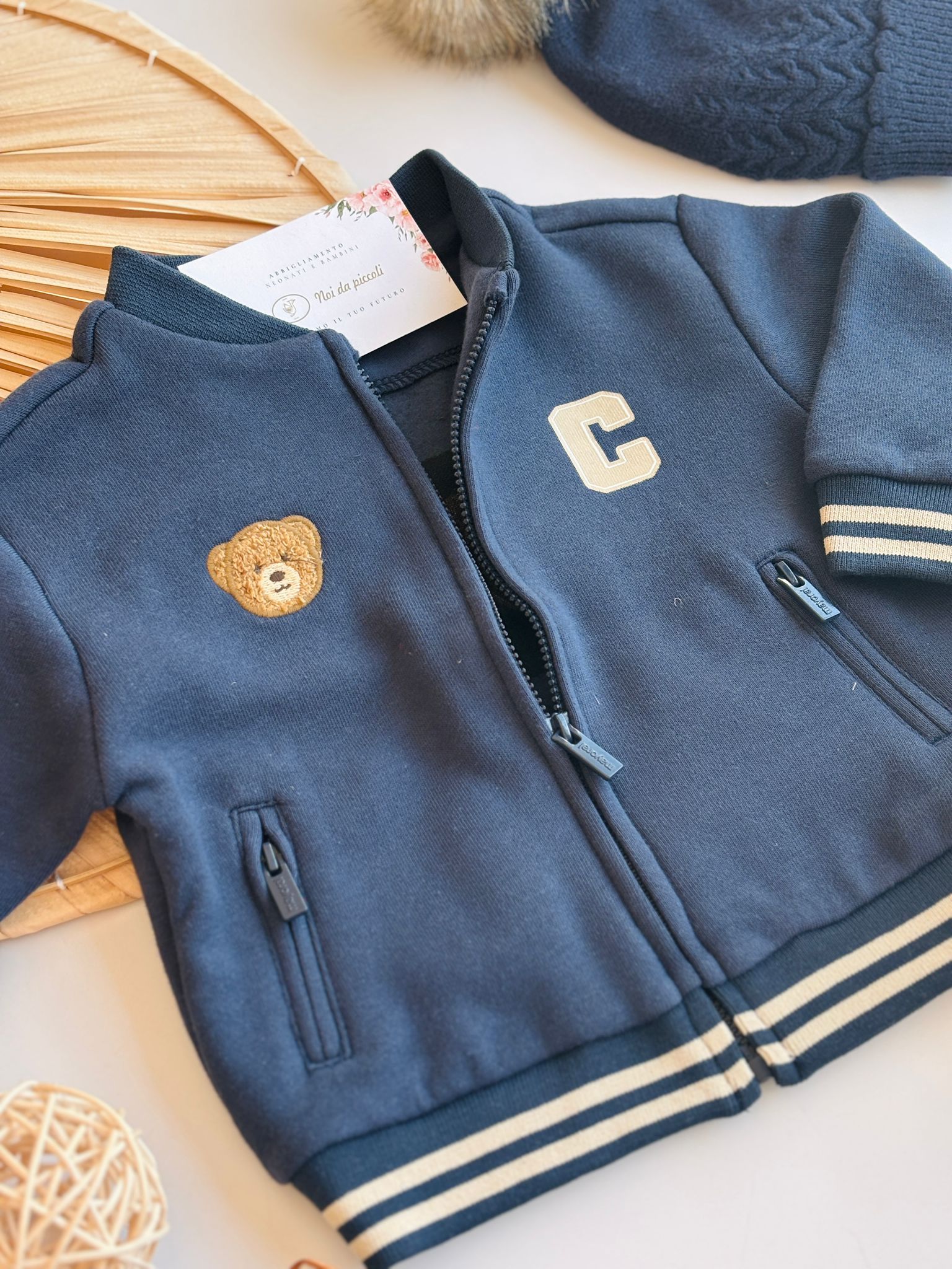FELPINA CON ZIP E DISEGNINI BLU - Noi da piccoli