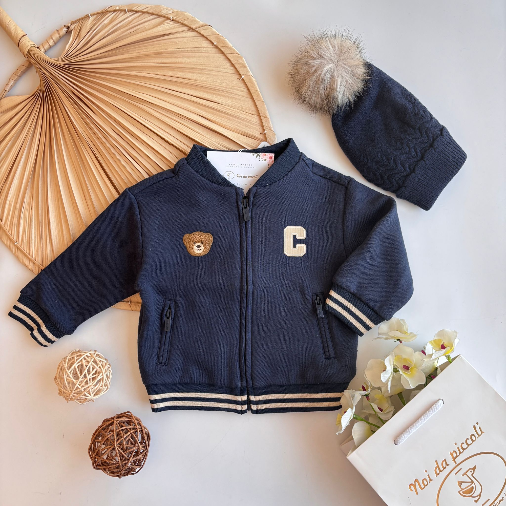 FELPINA CON ZIP E DISEGNINI BLU - Noi da piccoli
