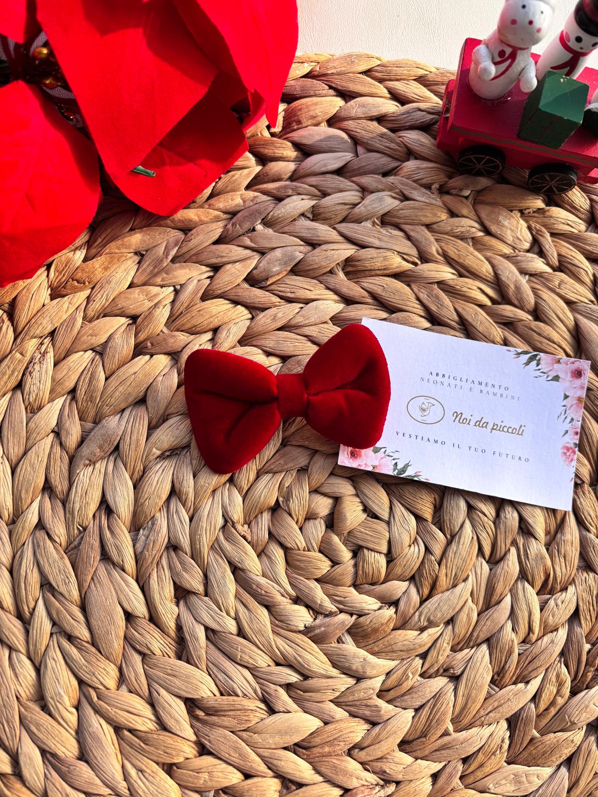 FERMAGLIETTO FIOCCHETTO VELLUTO ROSSO - Noi da piccoli