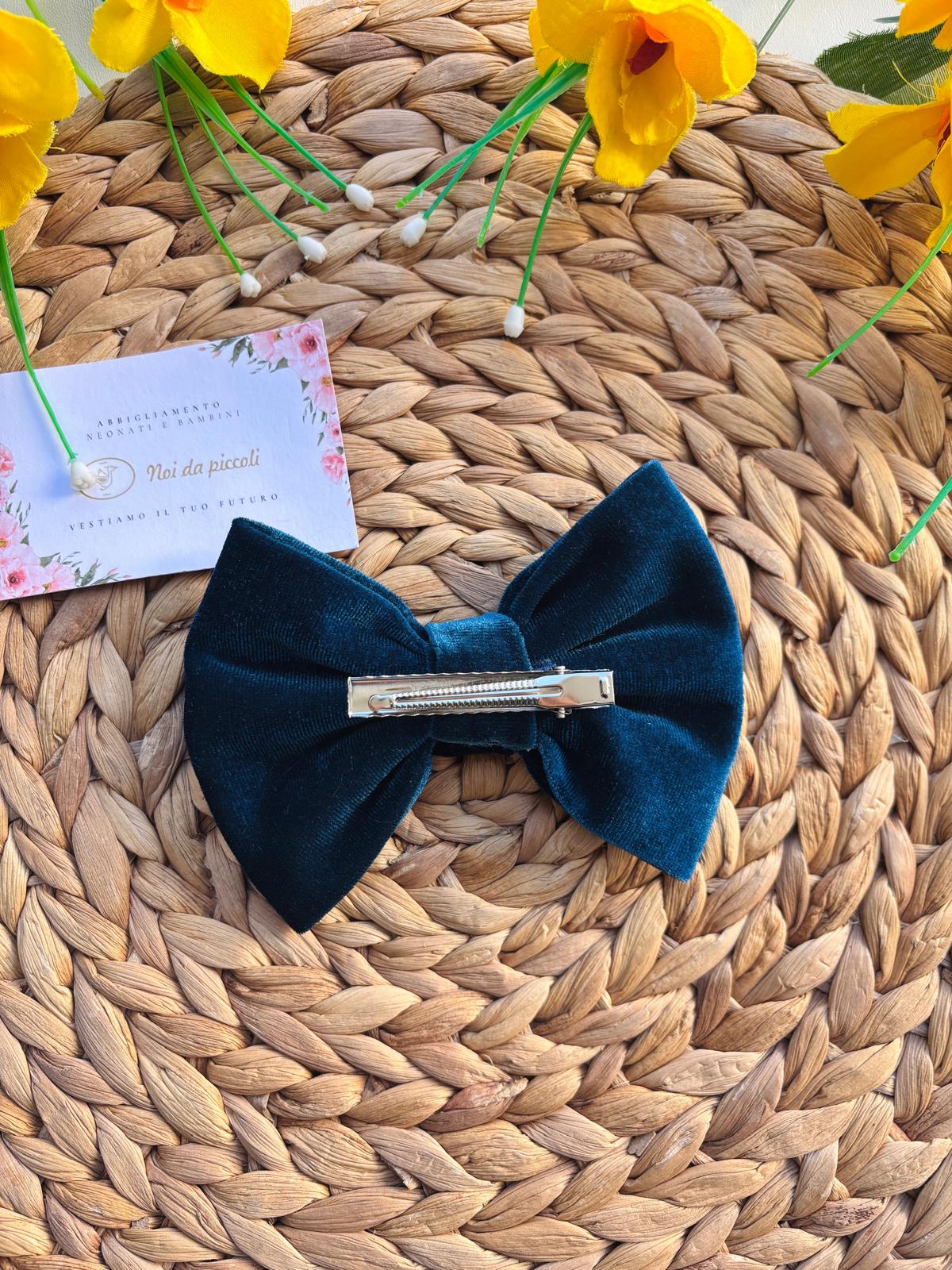 FERMAGLIO FIOCCO BIG VELLUTO OTTANIO - Noi da piccoli