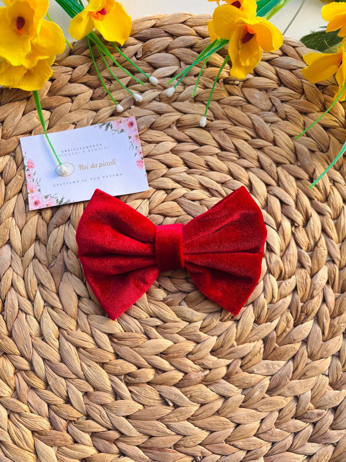 FERMAGLIO FIOCCO BIG VELLUTO ROSSO - Noi da piccoli