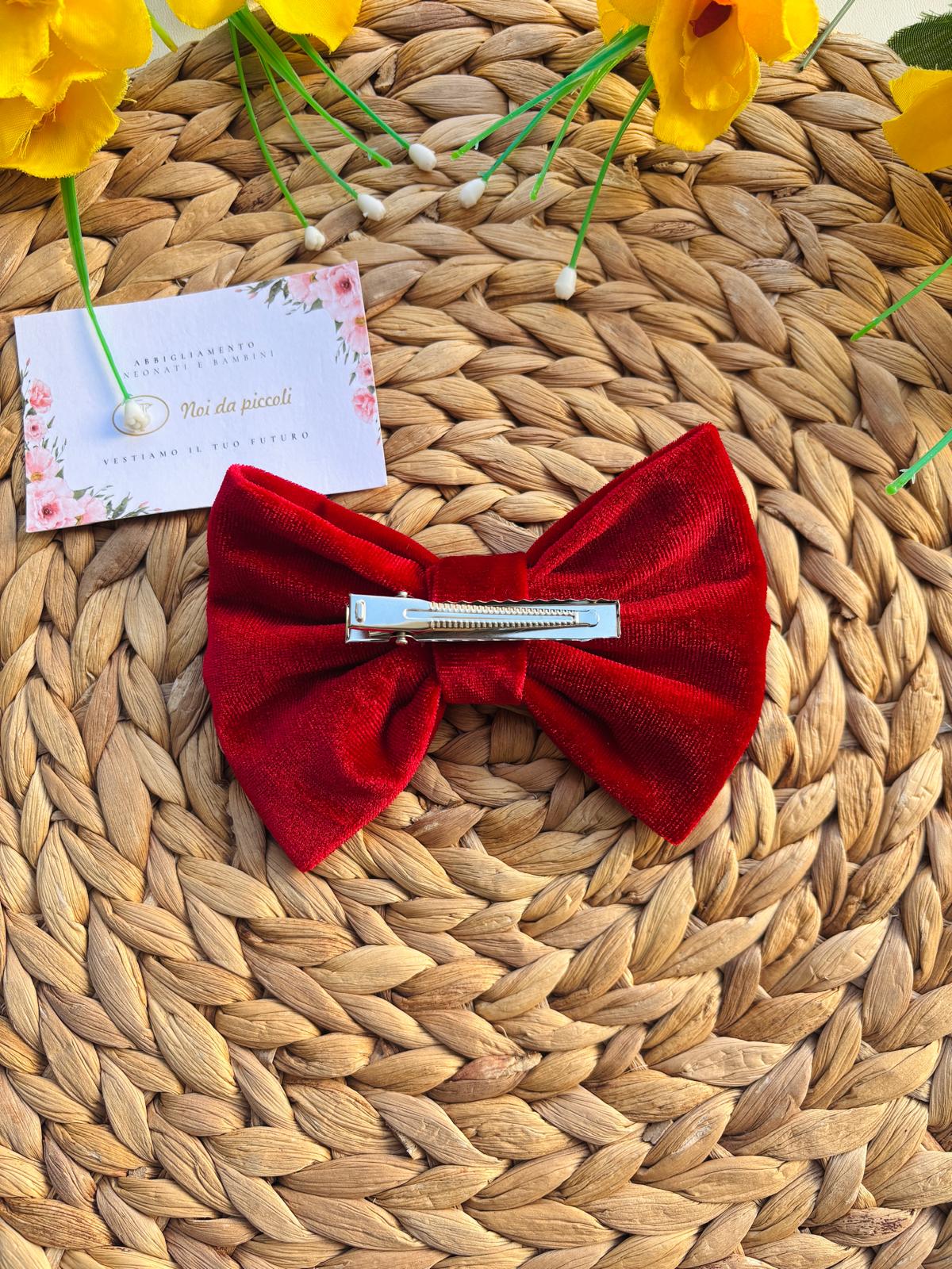 FERMAGLIO FIOCCO BIG VELLUTO ROSSO - Noi da piccoli