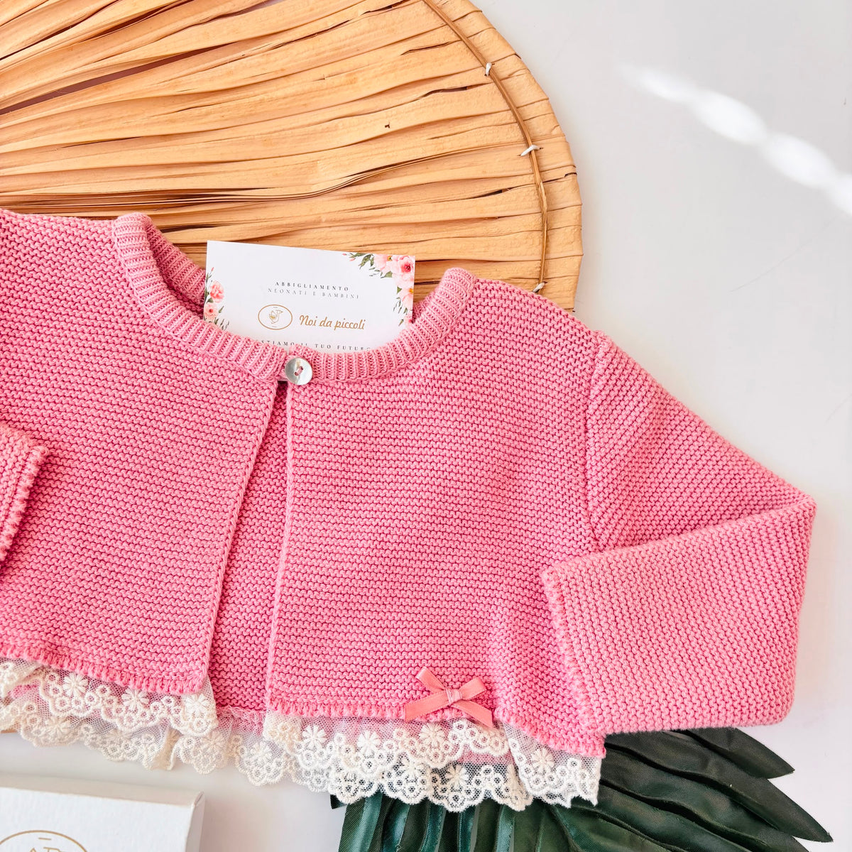 GOLFINO filato caldo con bordo merletto ROSA