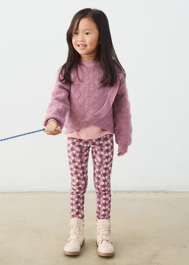 MAGLIONE IN FILATO CALDO VIOLA CON INCROCIO