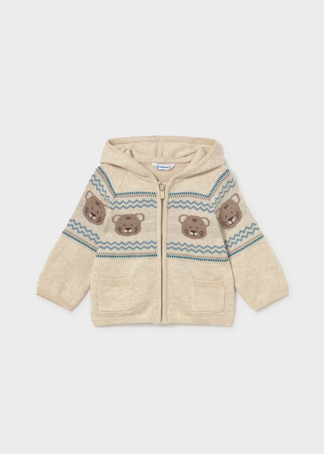 GIACCA BEIGE CON ORSETTI IN FILATO CALDO - Noi da piccoli