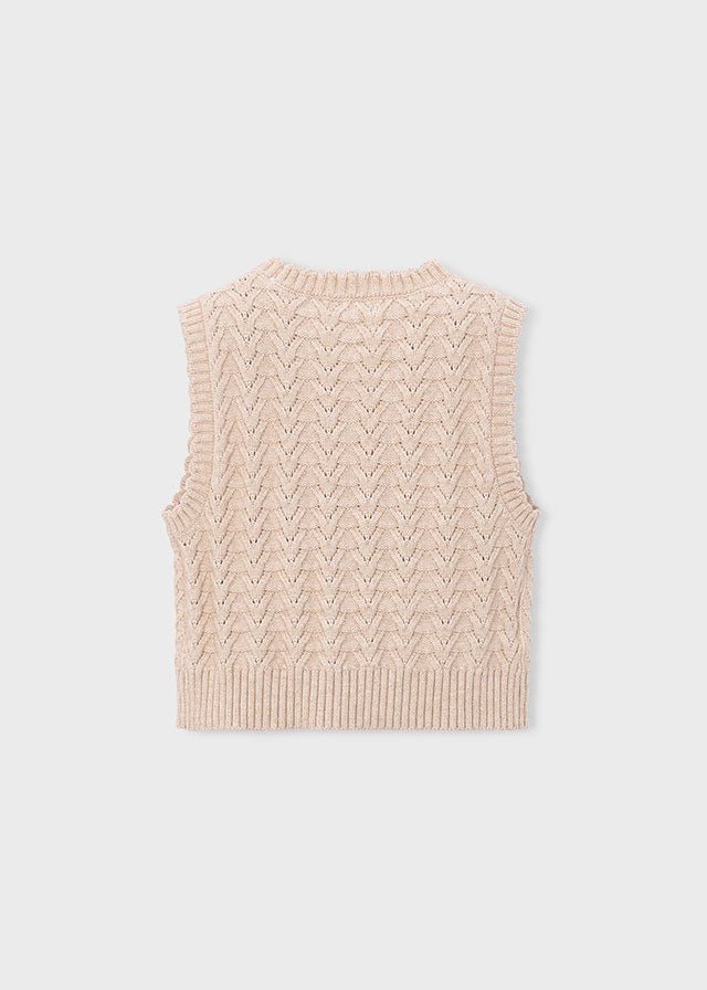 GILET BEIGE A TRACCE IN FILATO CALDO - Noi da piccoli