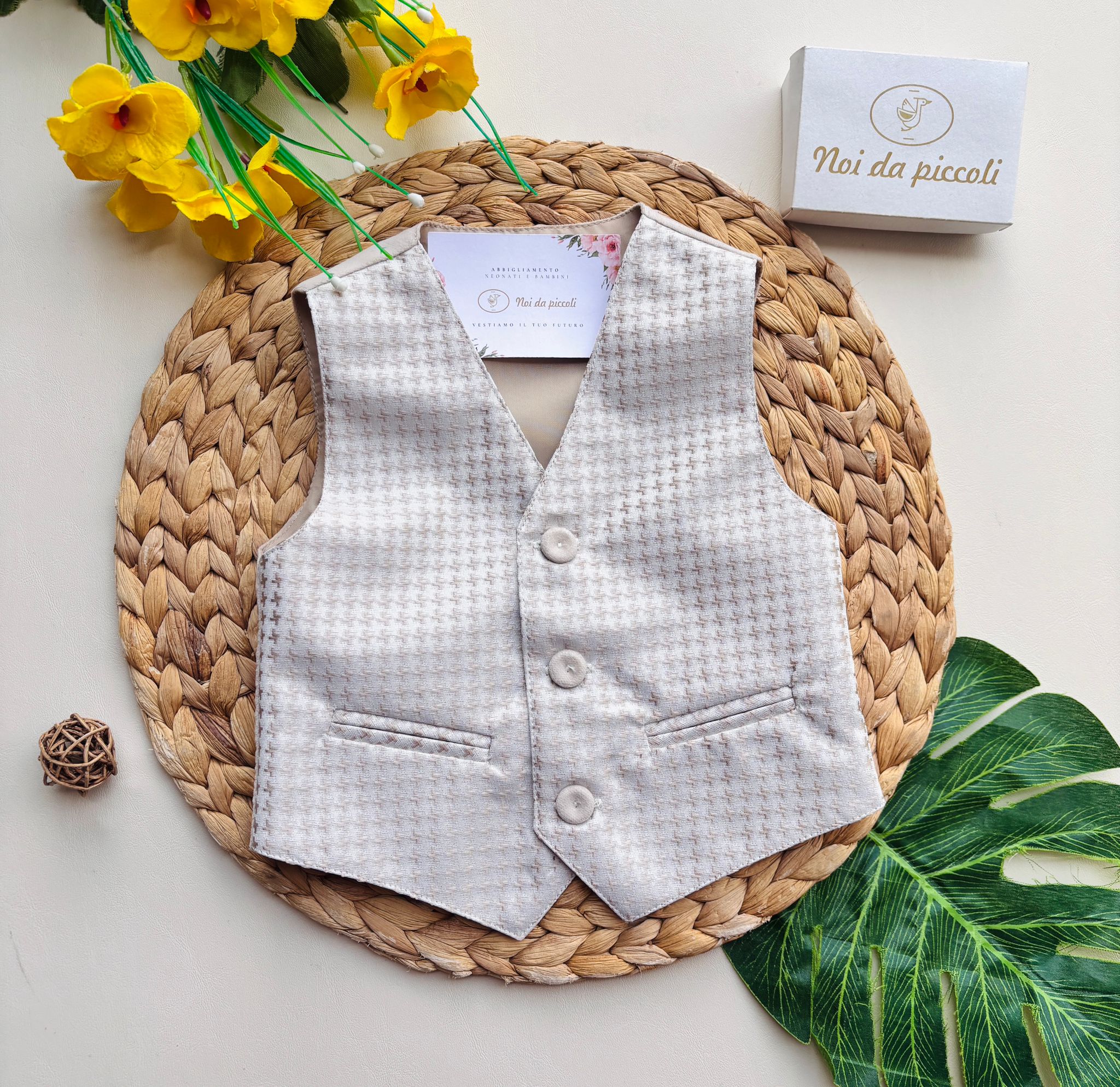 GILET CERIMONIALE BEIGE - Noi da piccoli