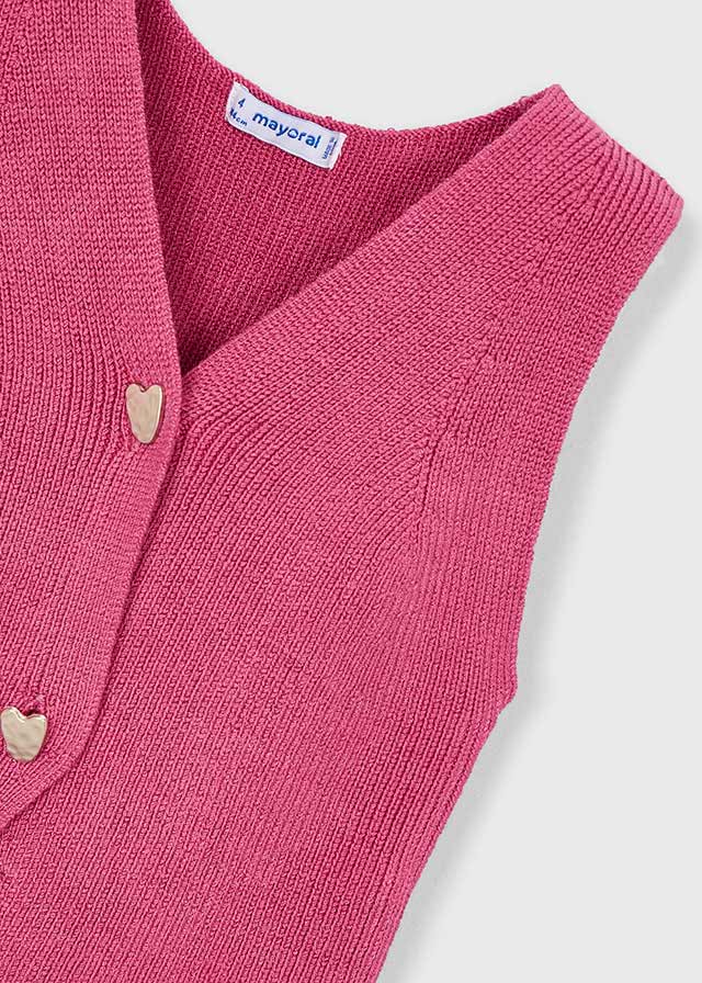 GILET IN COTONE CON BOTTONCINI A CUORE FUCSIA - Noi da piccoli