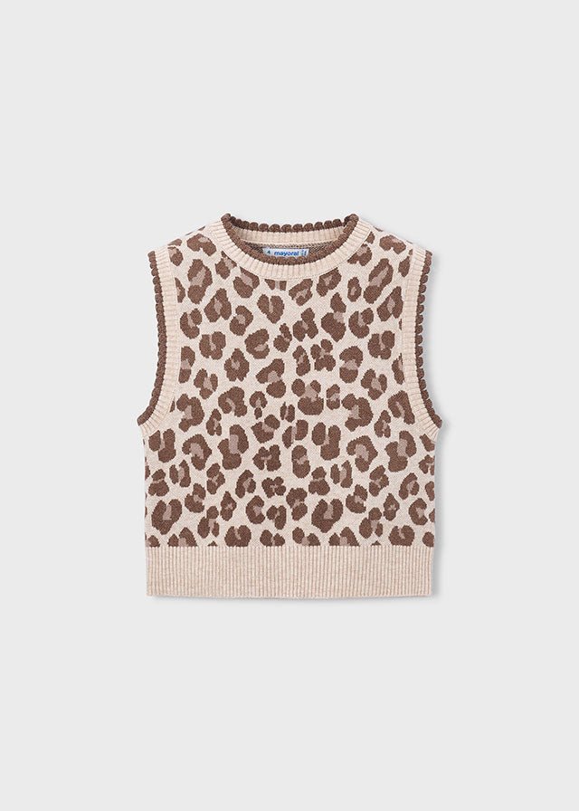 GILET MACULATO IN FILATO CALDO BEIGE - Noi da piccoli