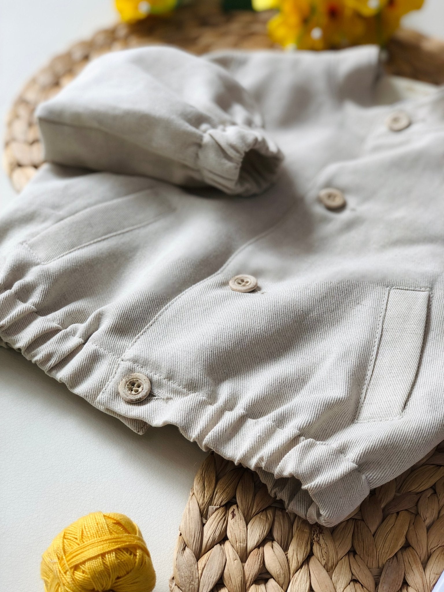 GIUBBOTINO IN LINO E COTONE BEIGE - Noi da piccoli