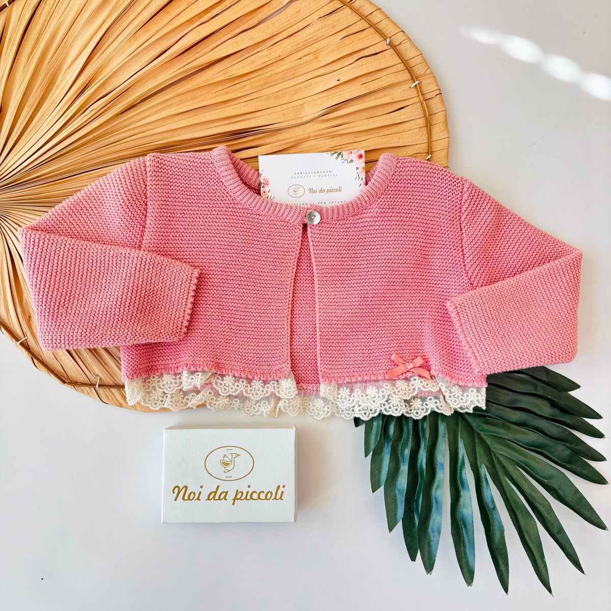 GOLFINO filato caldo con bordo merletto ROSA - Noi da piccoli