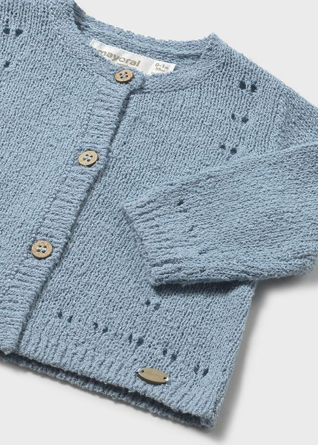 GOLFINO IN FILO CON BOTTONCINI IN FINTO LEGNO CIELO - Noi da piccoli