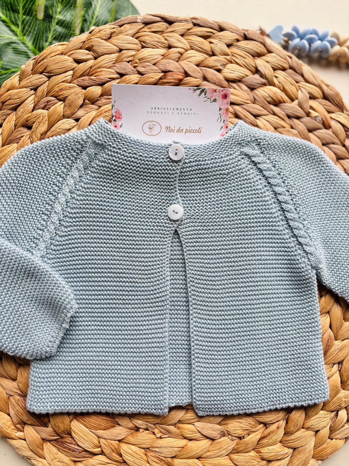 GOLFINO IN FILO CON RICAMI E BOTTONCINI CIELO - Noi da piccoli