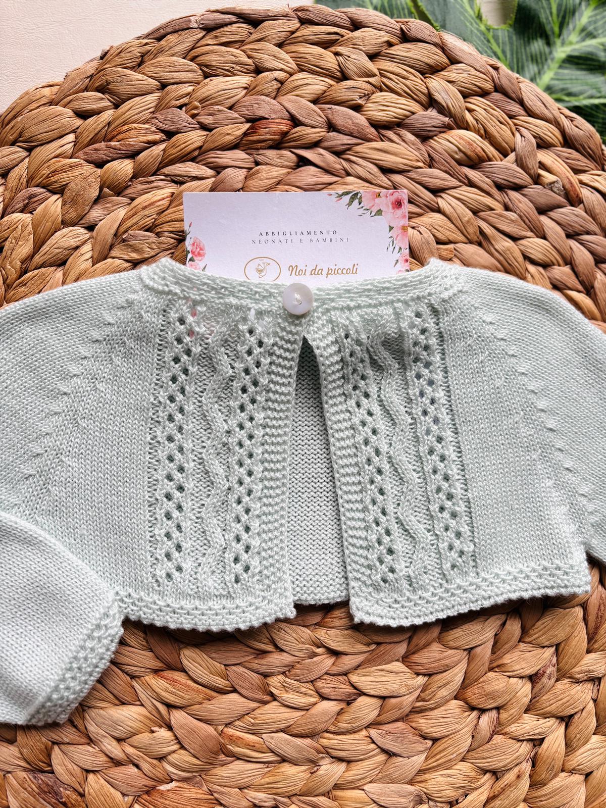 GOLFINO IN FILO CORTO CON BOTTONCINO IN MADREPERLA VERDE ACQUA - Noi da piccoli