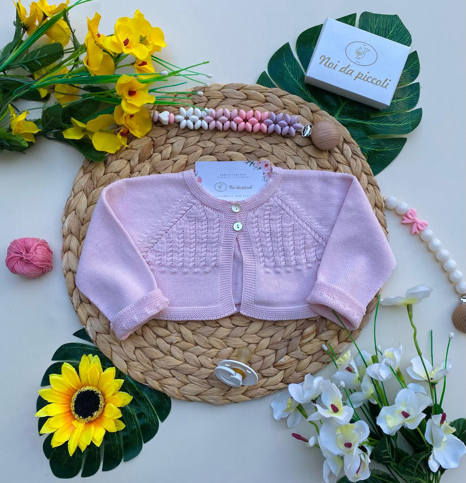 GOLFINO ROSA CON BOTTONCINO IN MADREPERLA - Noi da piccoli