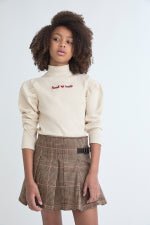 GONNA IN COTONE CALDO CON FANTASIA A QUADRI BEIGE - Noi da piccoli