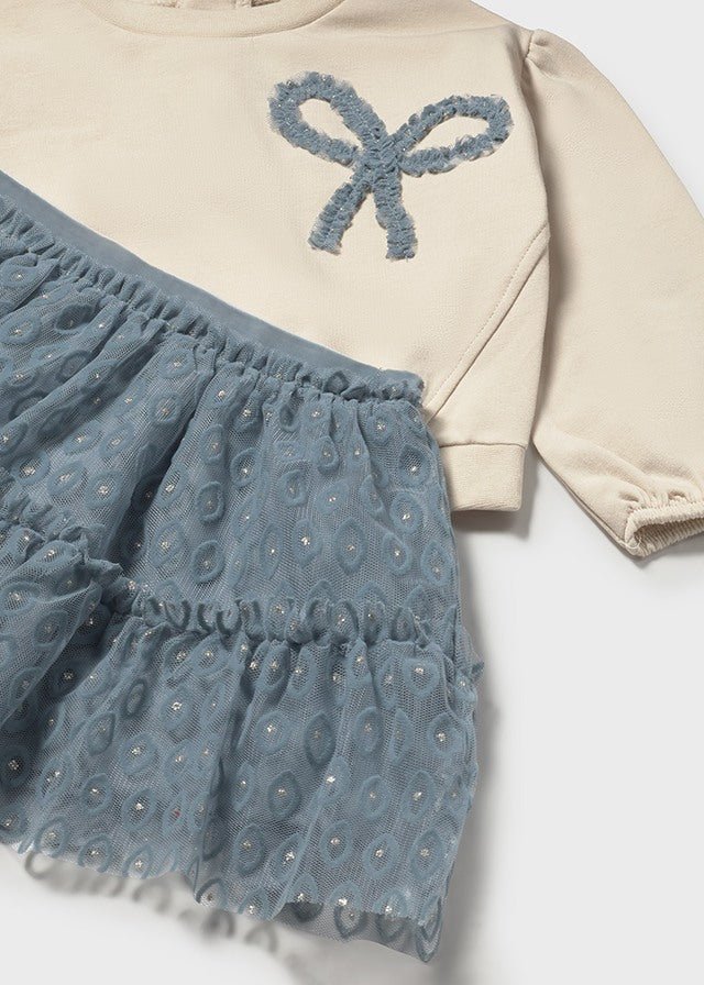 GONNELLINA CON MAGLIETTINA COM FIOCCCHETTO POLVERE - Noi da piccoli