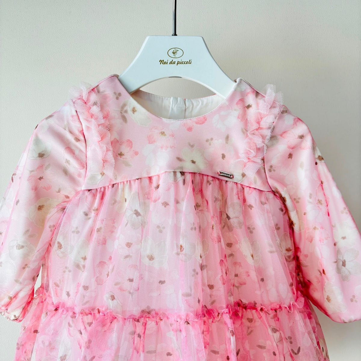 VESTITO IN TULLE ROSA CON FANTASIA FLOREALE