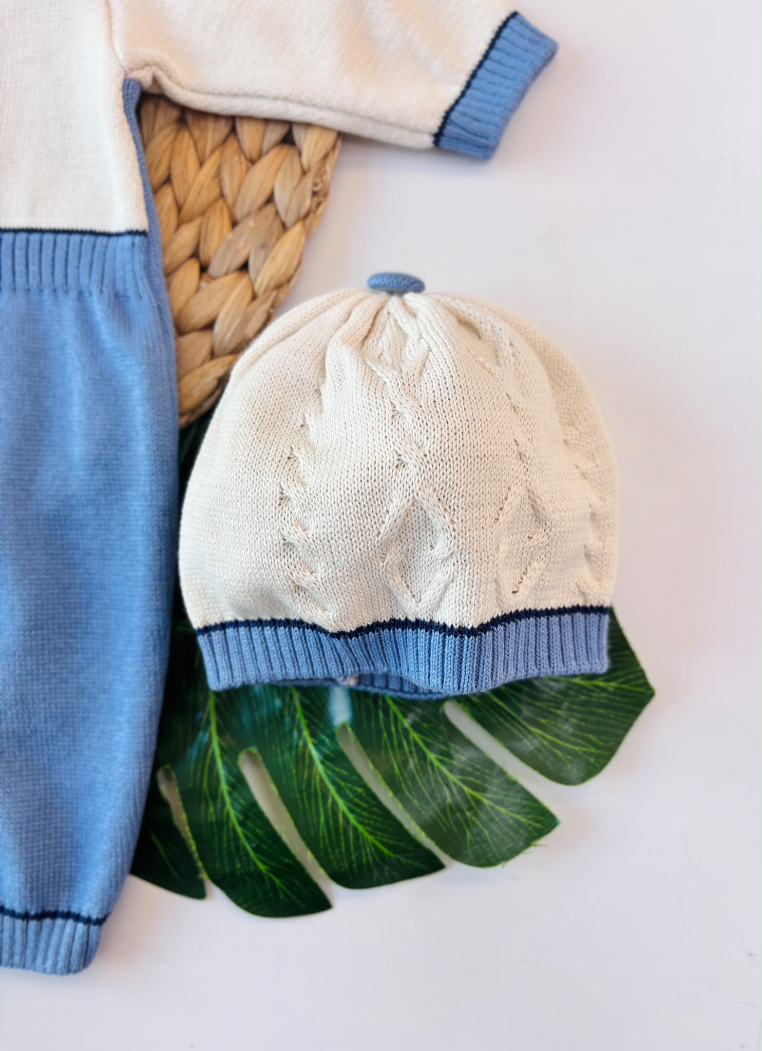 TUTINA CON PARURE 100% FILO DI COTONE CIELO