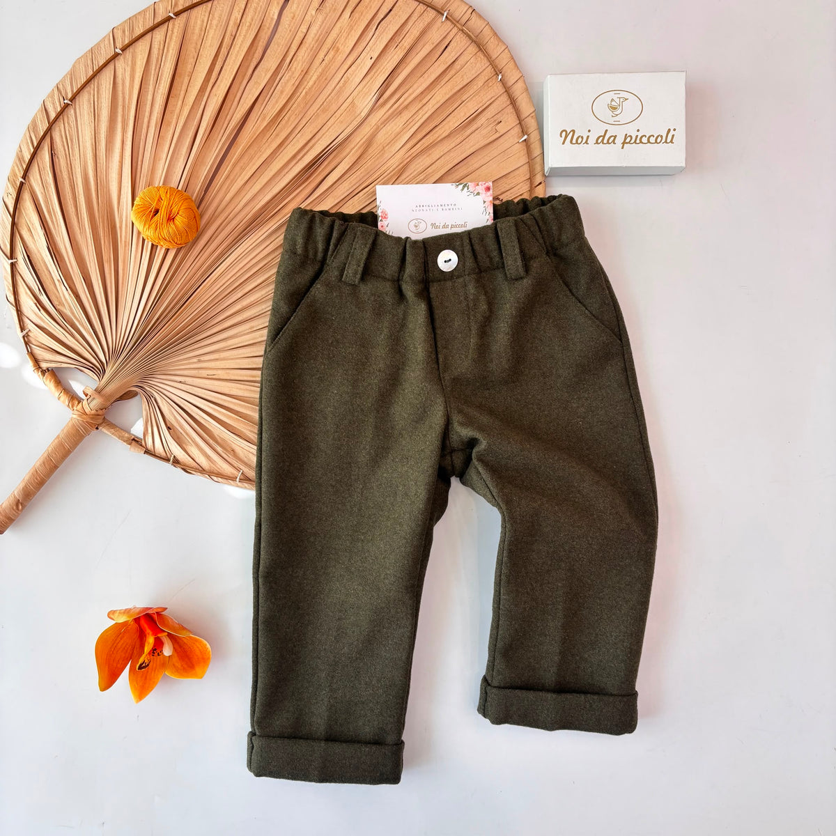 PANTALONE young boy in panno VERDE