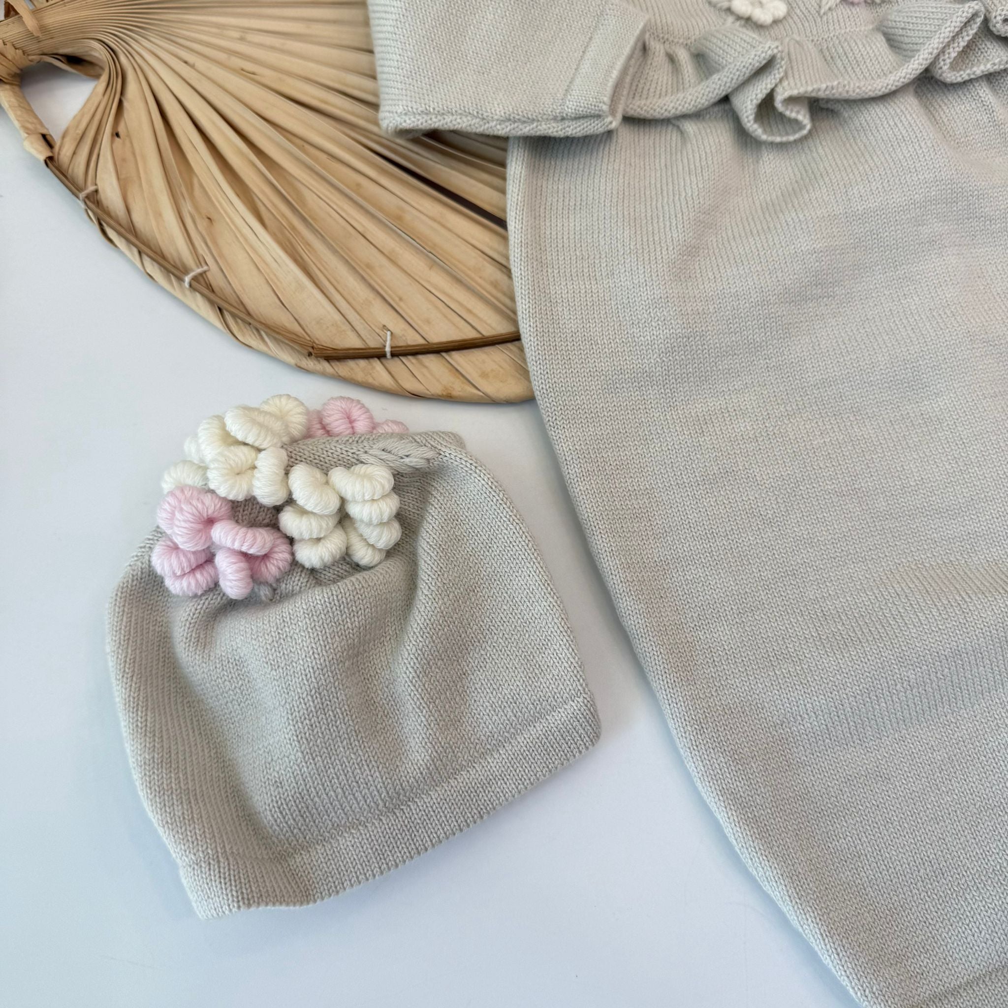 TUTINA CON PARURE 100% PURA LANA MERINO EXTRAFINE TORTORA