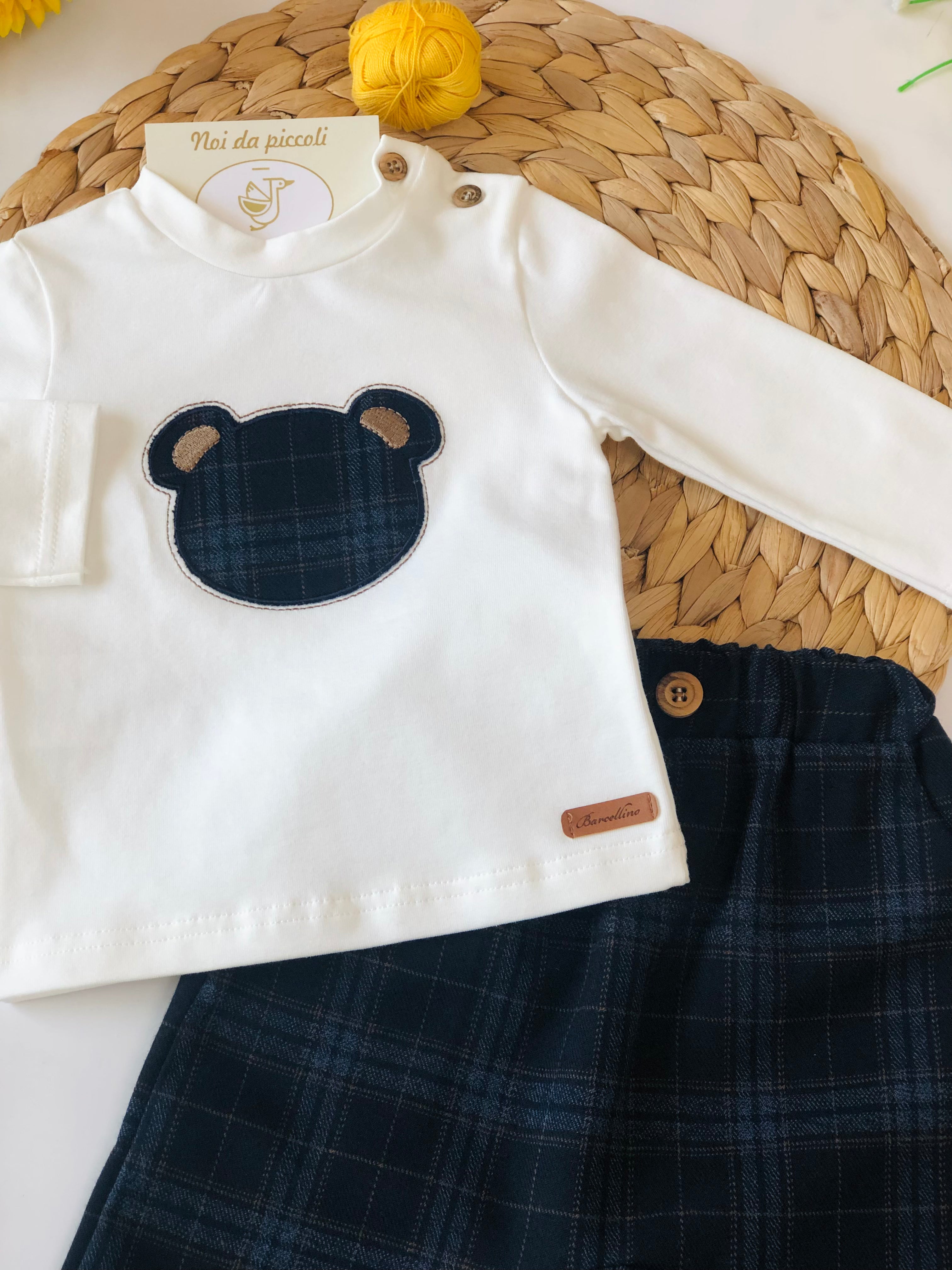 2PC WHITE BLUE SET WITH TEDDY