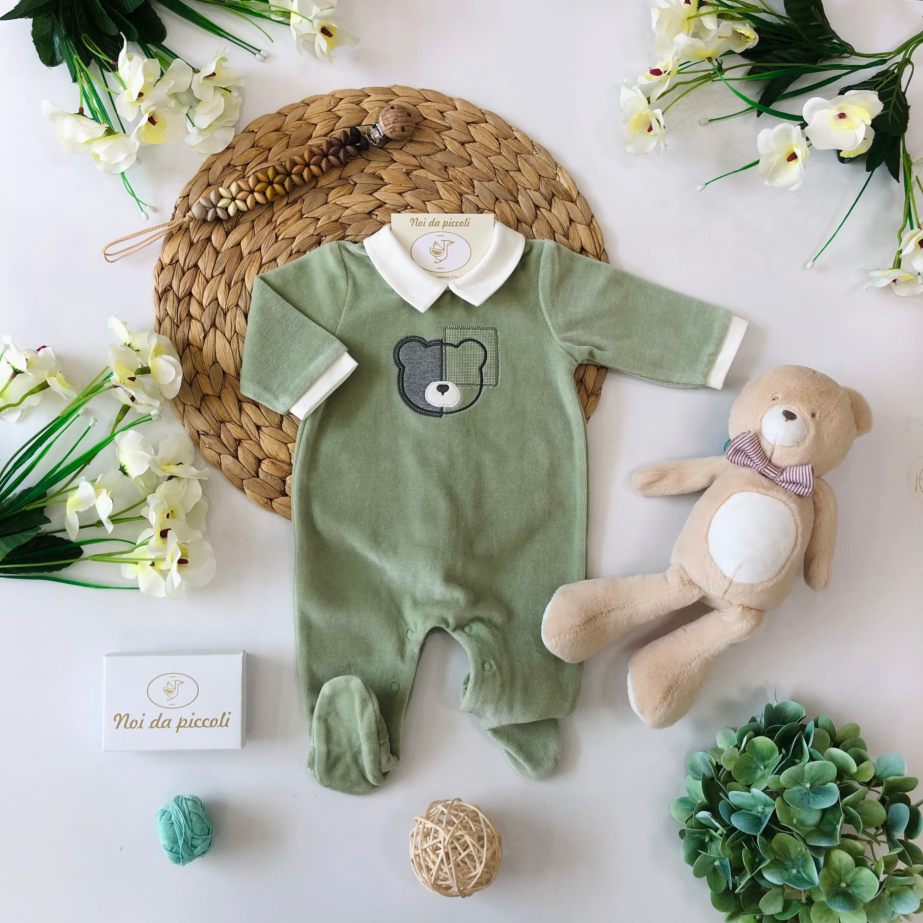 GREEN CHENILLE TROUSERS TEDDY