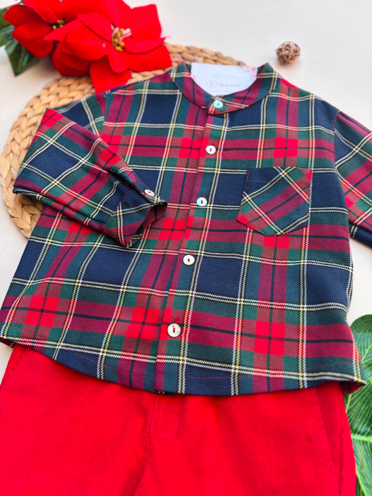 COMPLETO 2 PZ FILATO CALDO ROSSO TARTAN