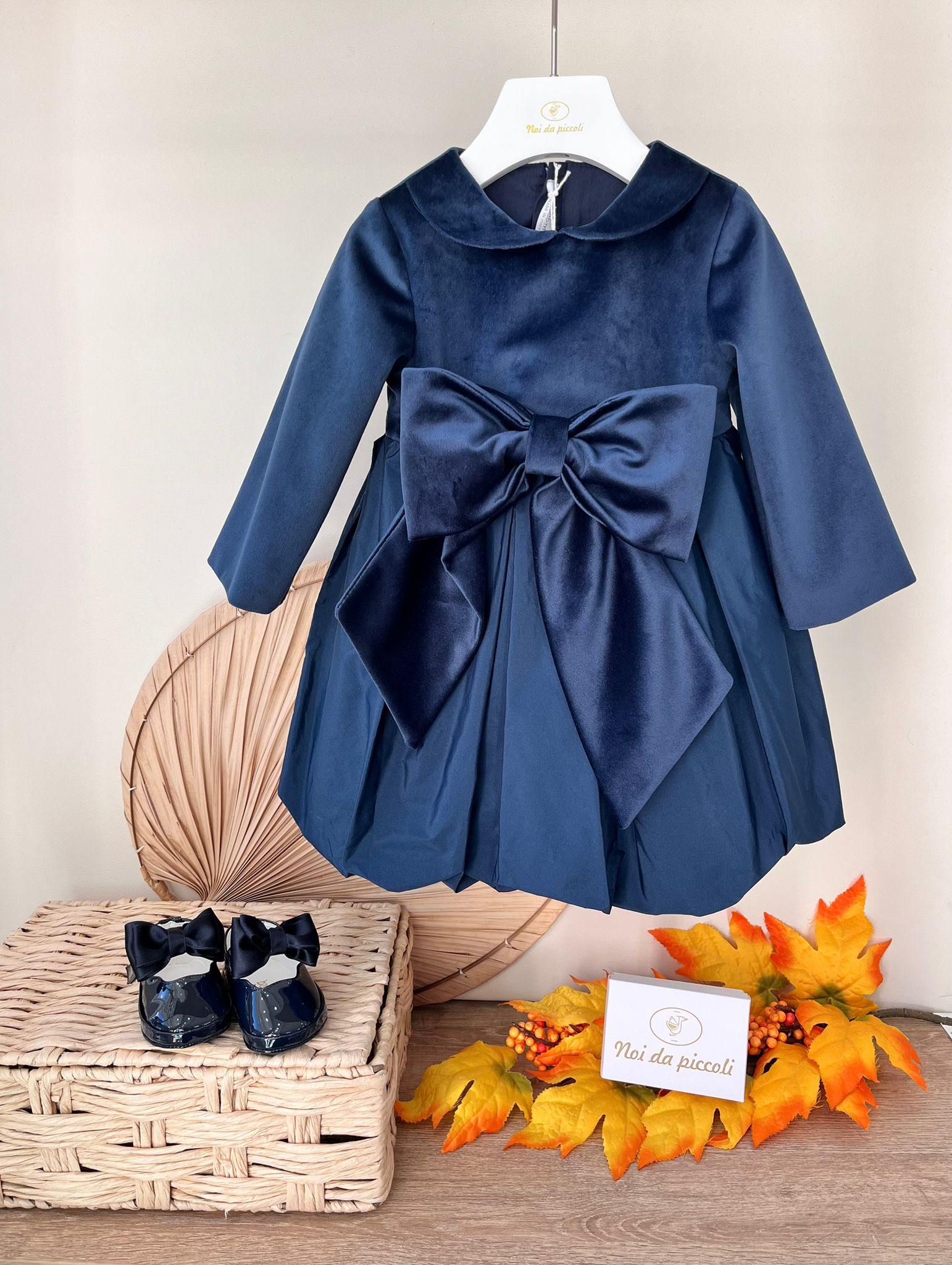 ABITINO ION VELLUTINO E TAFFETA' IN SETA  BLU