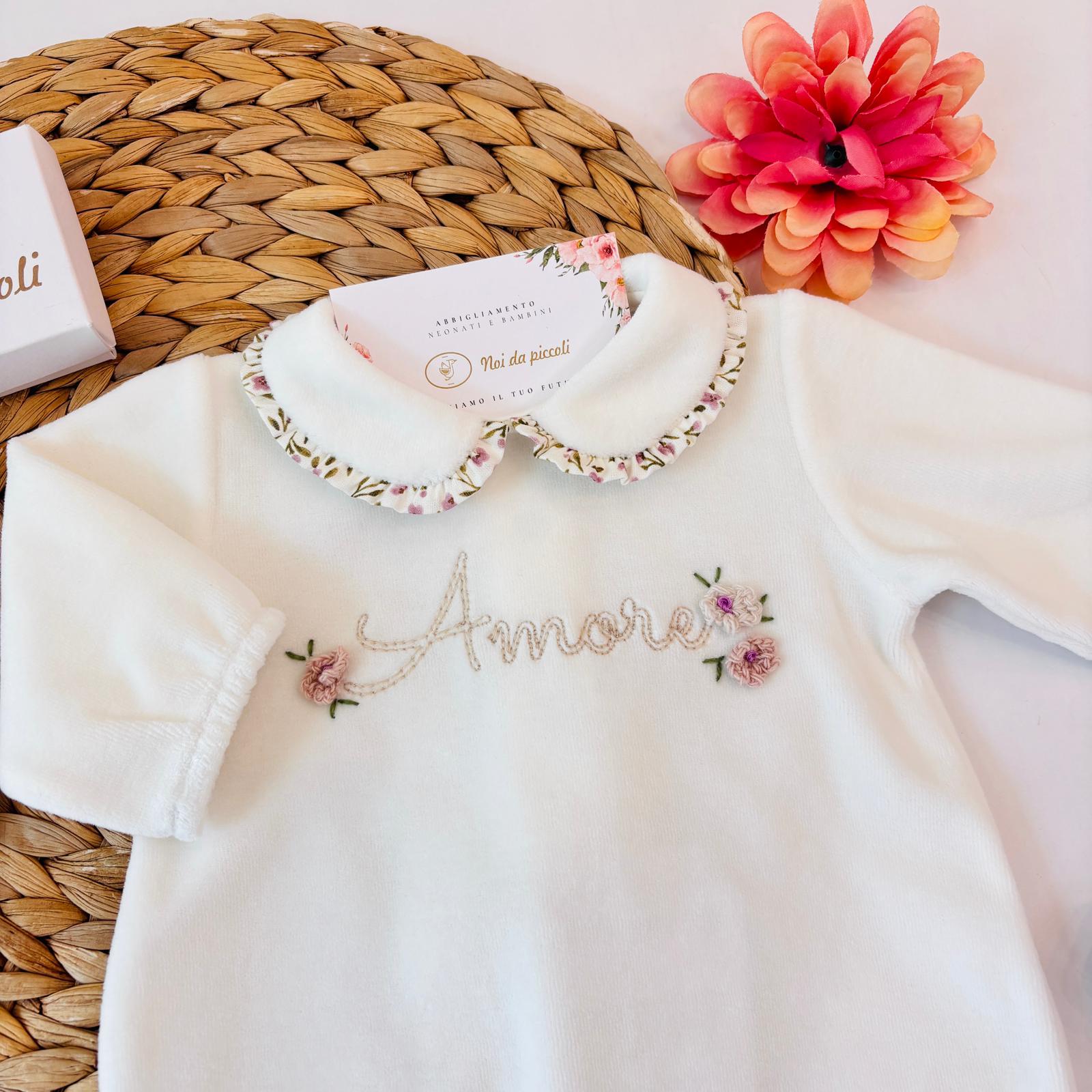 TUTINA IN CINIGLIA PANNA CON FANTASIA FLOREALE