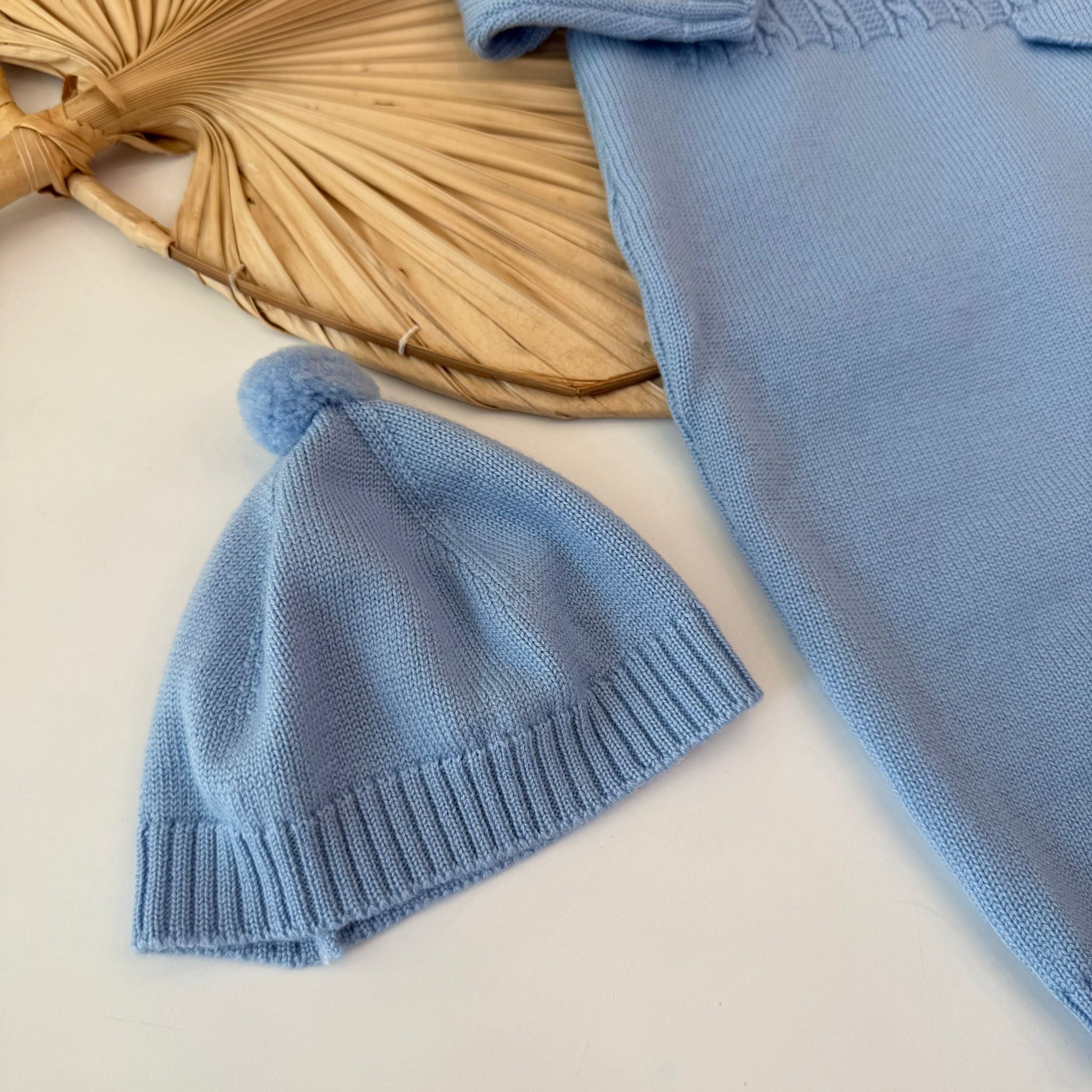 TUTINA CON PARURE 100% PURA LANA MERINO EXTRAFINE CIELO