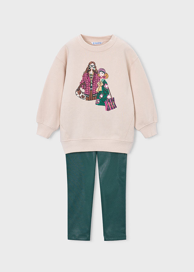 COMPLETO "BONJOUR" VERDE IN COTONE CALDO