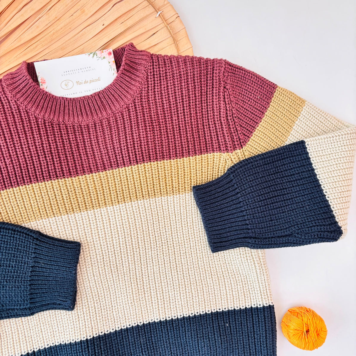 MAGLIONE IN FILATO CALDO CIRUELA A RIGHE