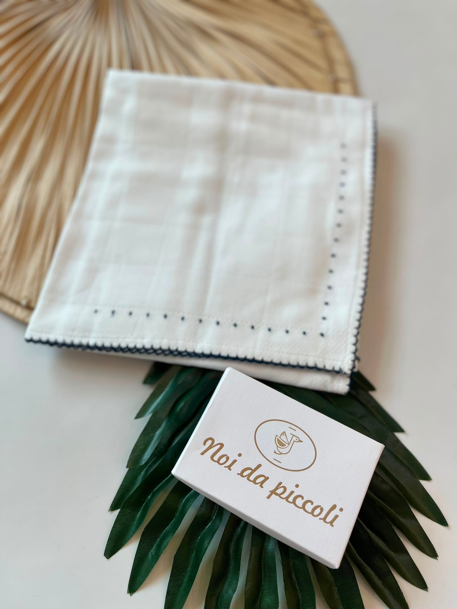 MUSSOLA 100% COTONE PUNTINATO BIANCO BLU
