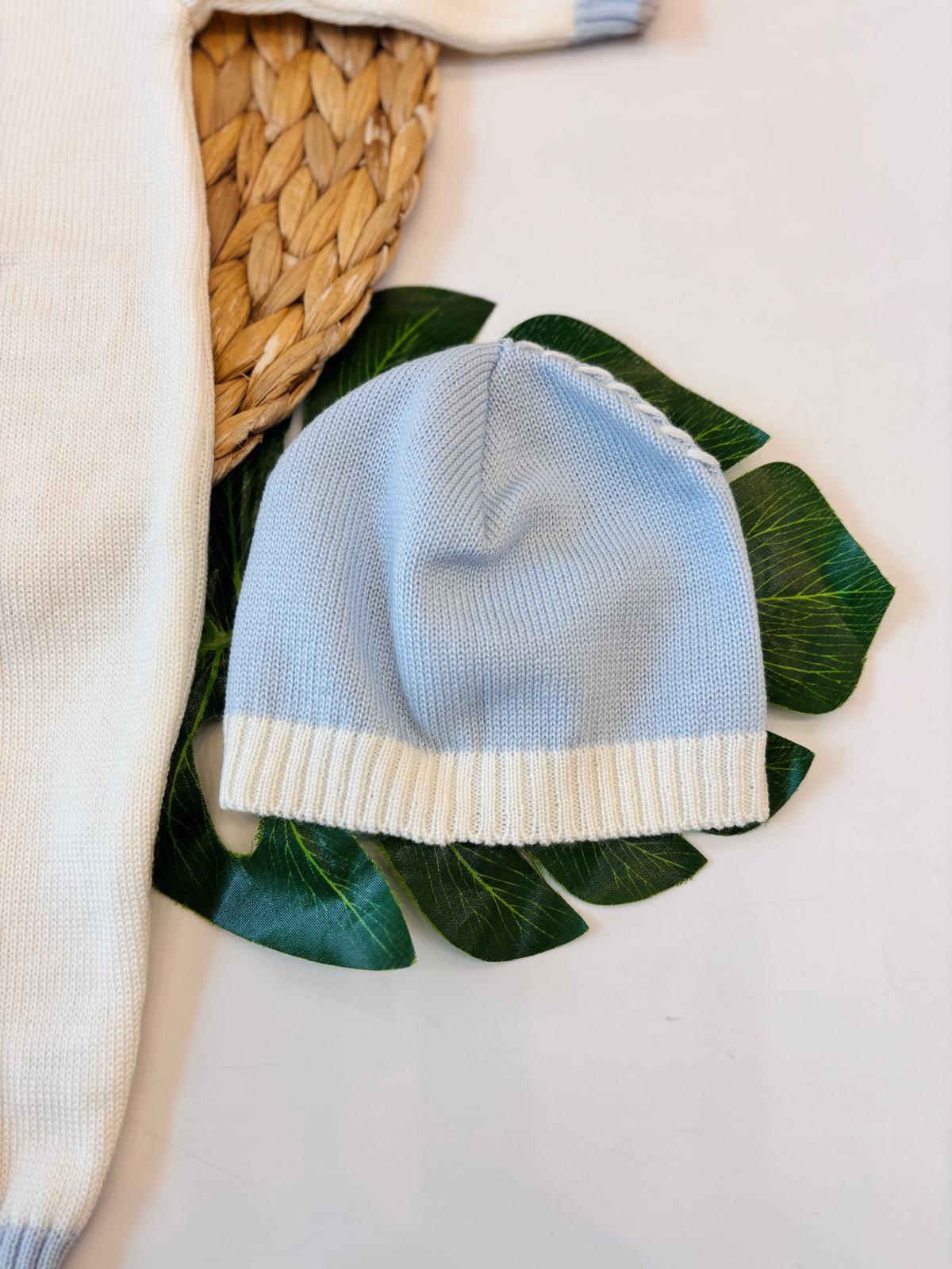 TUTINA CON PARURE 100% LANA PANNA E AZZURRO TEDDY