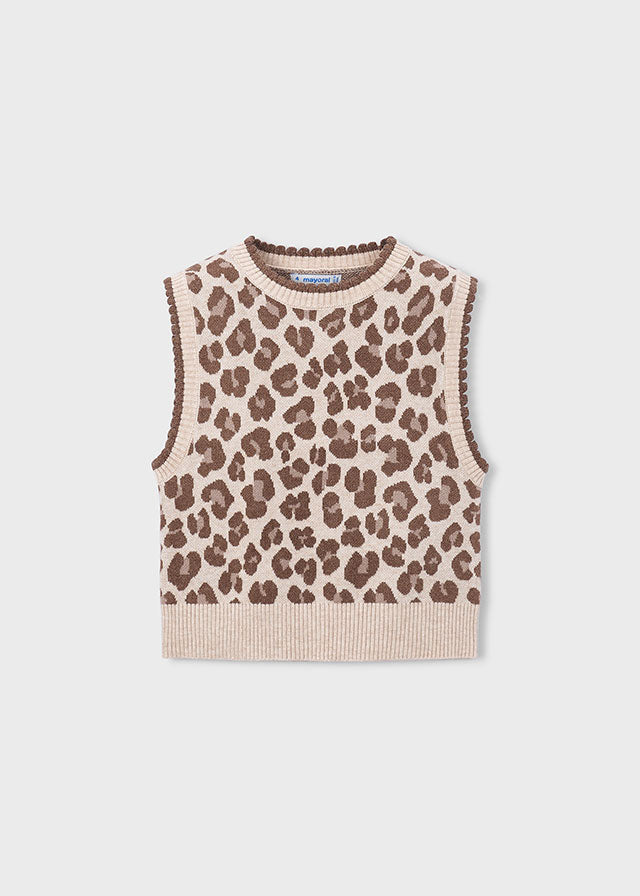 GILET MACULATO IN FILATO CALDO BEIGE