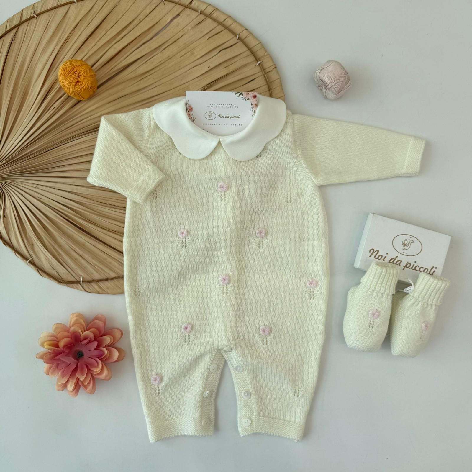 TUTINA CON BABBUCCE 100% PURA LANA MERINO EXTRAFINE PANNA