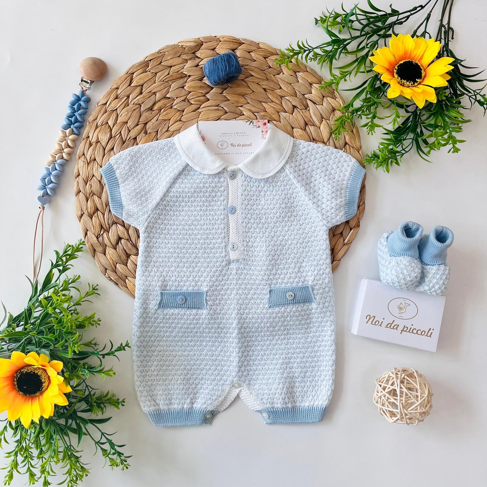 PAGLIACCETTO CON BABBUCCE 100 % FILO COTONE CIELO CHIARO