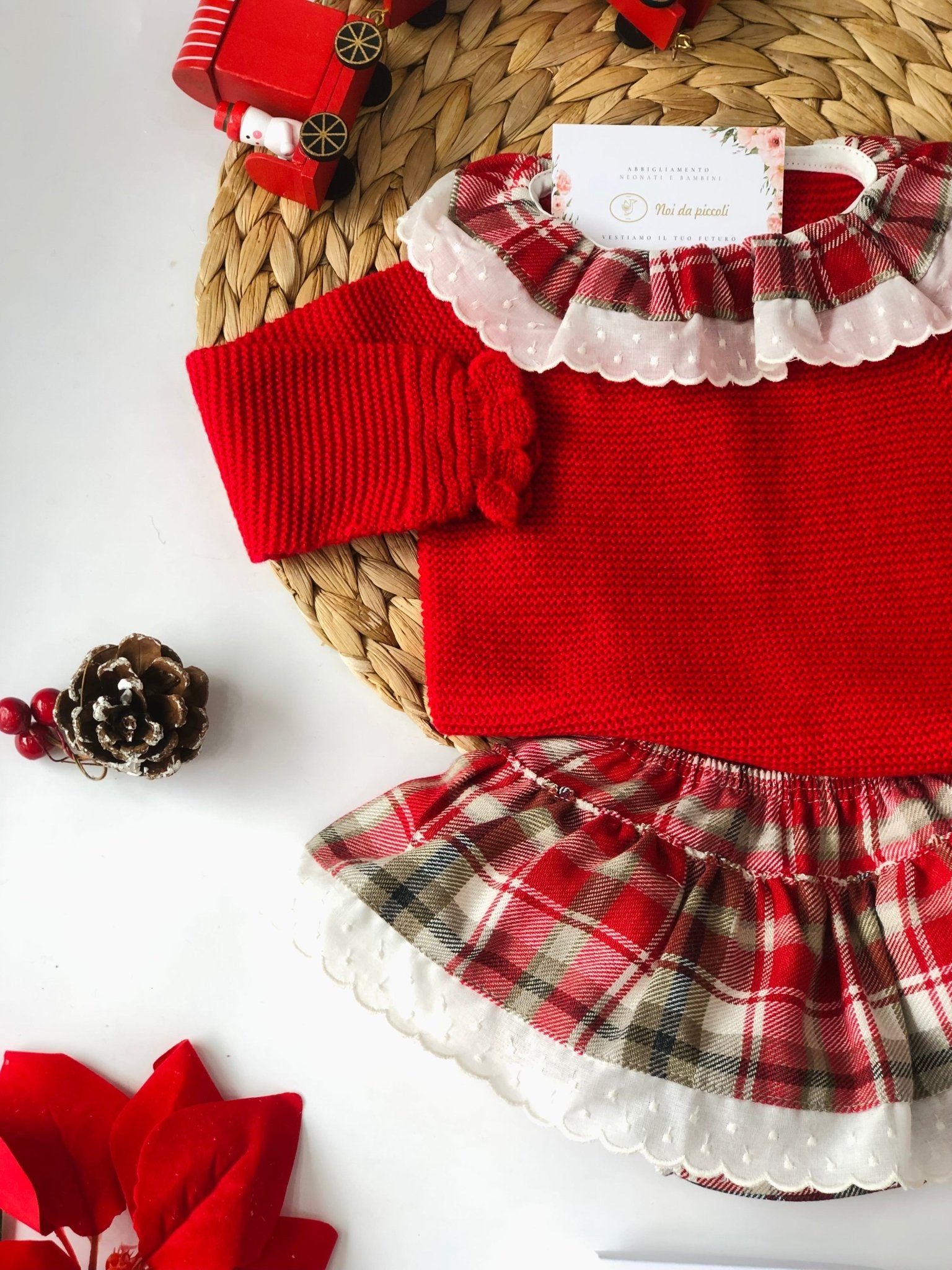 MAGLIA CON CULOTTE FILATO CALDO E LANA MERINO ROJO - Noi da piccoli