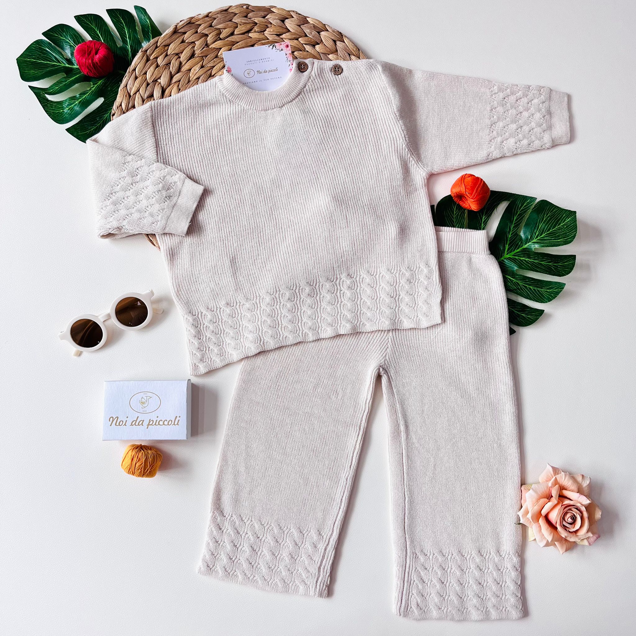 MAGLIA CON PANTALONE PALAZZO COTONE CALDO ARENA - Noi da piccoli