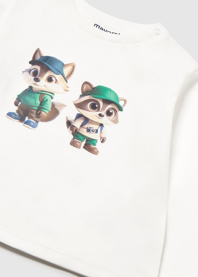 Maglia in Cotone Caldo Bianco con Gattini Mayoral - dettaglio 1