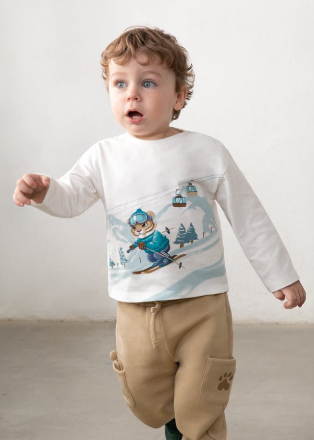 MAGLIA IN COTONE CALDO BIANCO TEMA MONTAGNA - Noi da piccoli