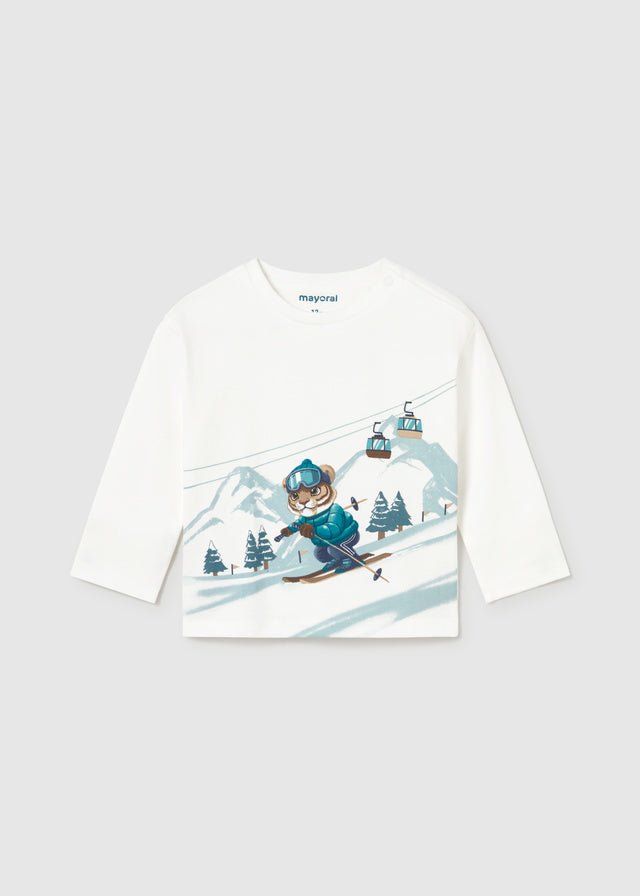 MAGLIA IN COTONE CALDO BIANCO TEMA MONTAGNA - Noi da piccoli